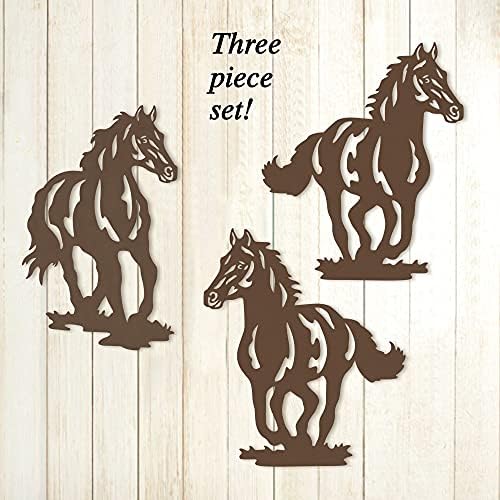 VividLadybug Metal Horse Wall Art Decor Set of 3