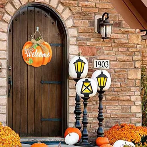 Wooden Pumpkin Welcome Door Sign 12x106 Inches