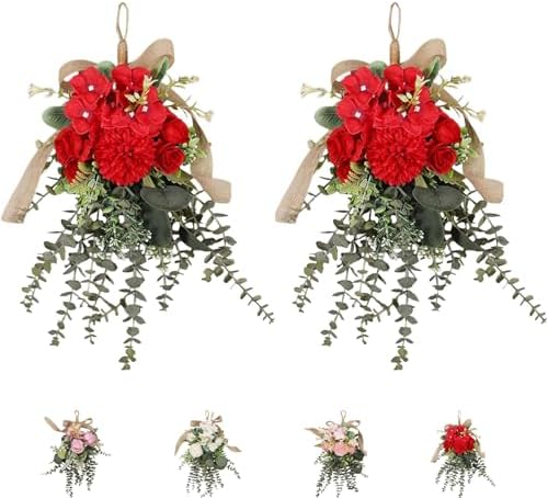 Eucalyptus Chrysanthemum Wreath Swag Hanger for Front Door