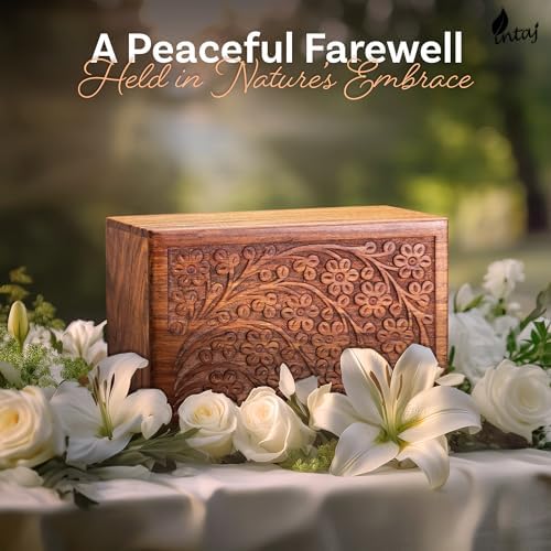 INTAJ Handcarved Rosewood Tree of Life Urn