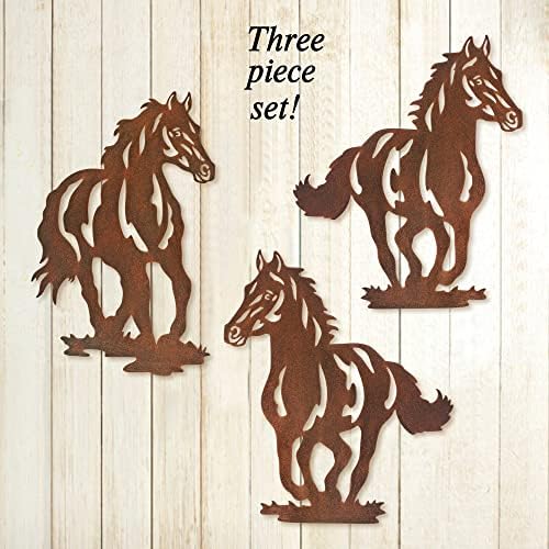 Limygus Metal Horse Wall Art Decor Set of 3