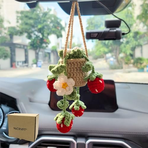 Handcrafted Crochet Daisy Plant for Car Mirror