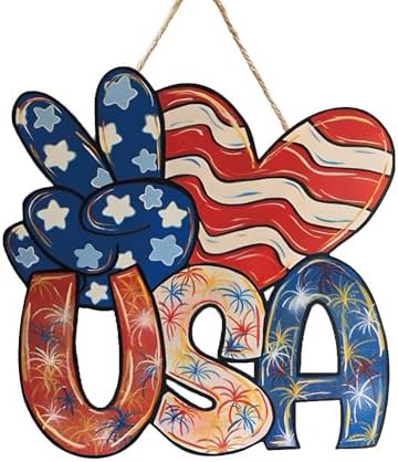 4th of July Wooden Door Wreath Decor Sign