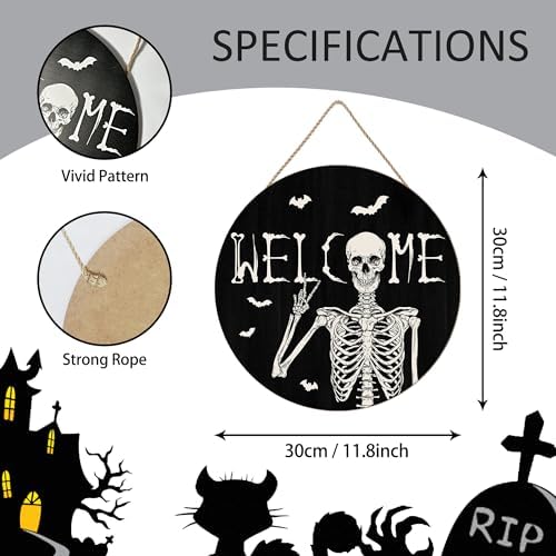 Halloween Skull Welcome Door Sign Decor