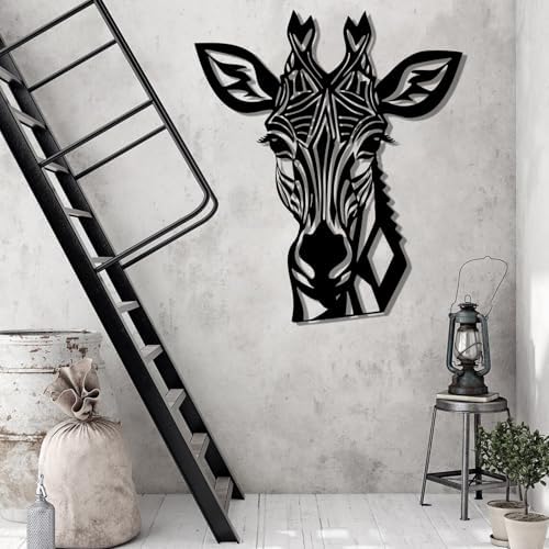 Stylish Giraffe Metal Wall Art Decor - Black 19x16