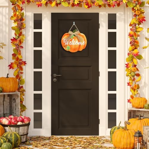 Wooden Pumpkin Welcome Door Sign 12x106 Inches