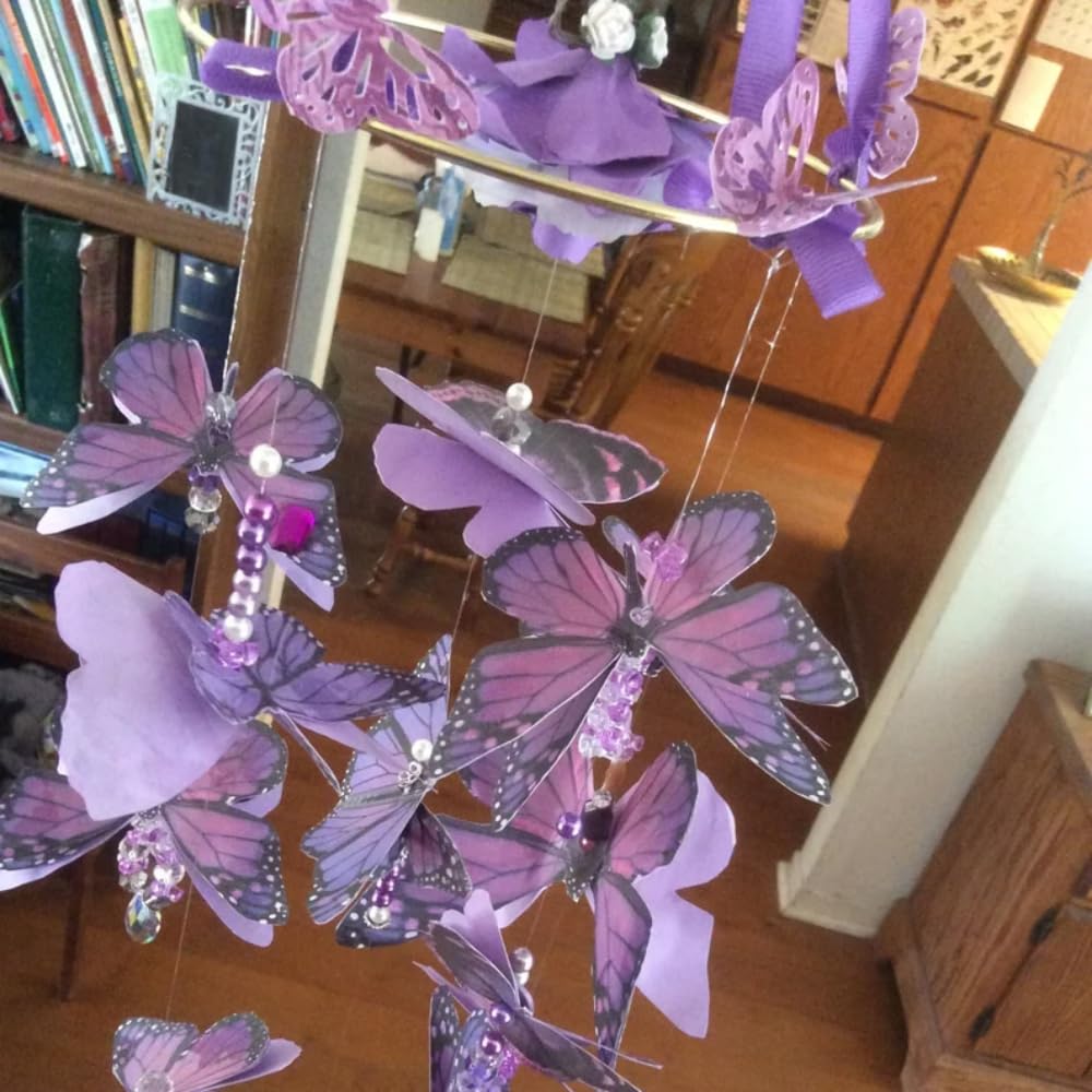 6 Inch Purple Butterfly Mobile with 13 Dimensional Butterflies