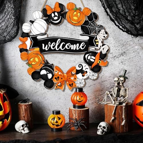 Cute Halloween Mouse Wreath Door Welcome Sign