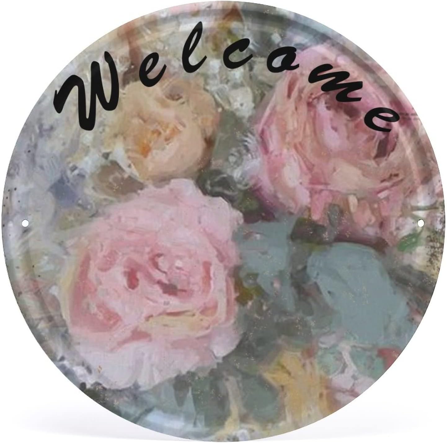 Retro Pink Yellow Rose Metal Tin Sign Door Hanger