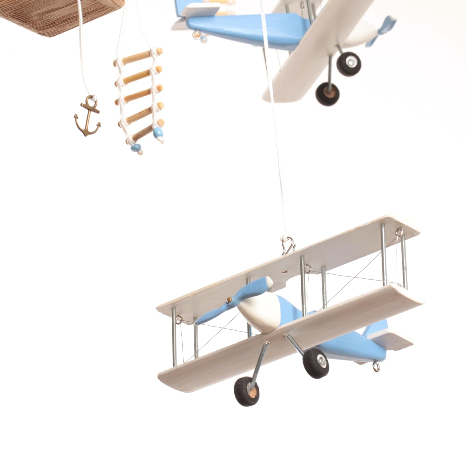 Hot Air Balloon Airplane Baby Blue Ceiling Mobile