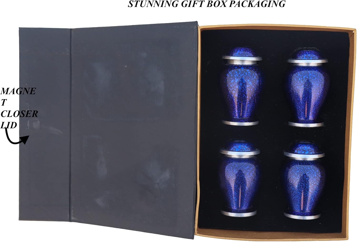 Marble Blue Small Urns for Cremation Ashes Set of 4