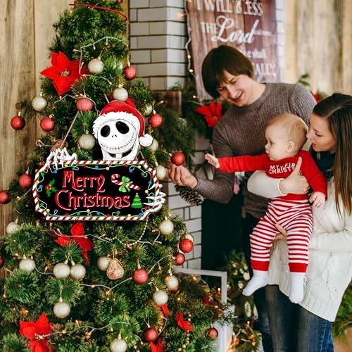 Funny Christmas Door Sign with Skeletal Santa