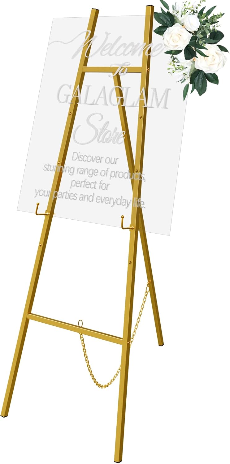 GALAGLAM Gold Easel Stand 57 Inch Adjustable 4 Tier