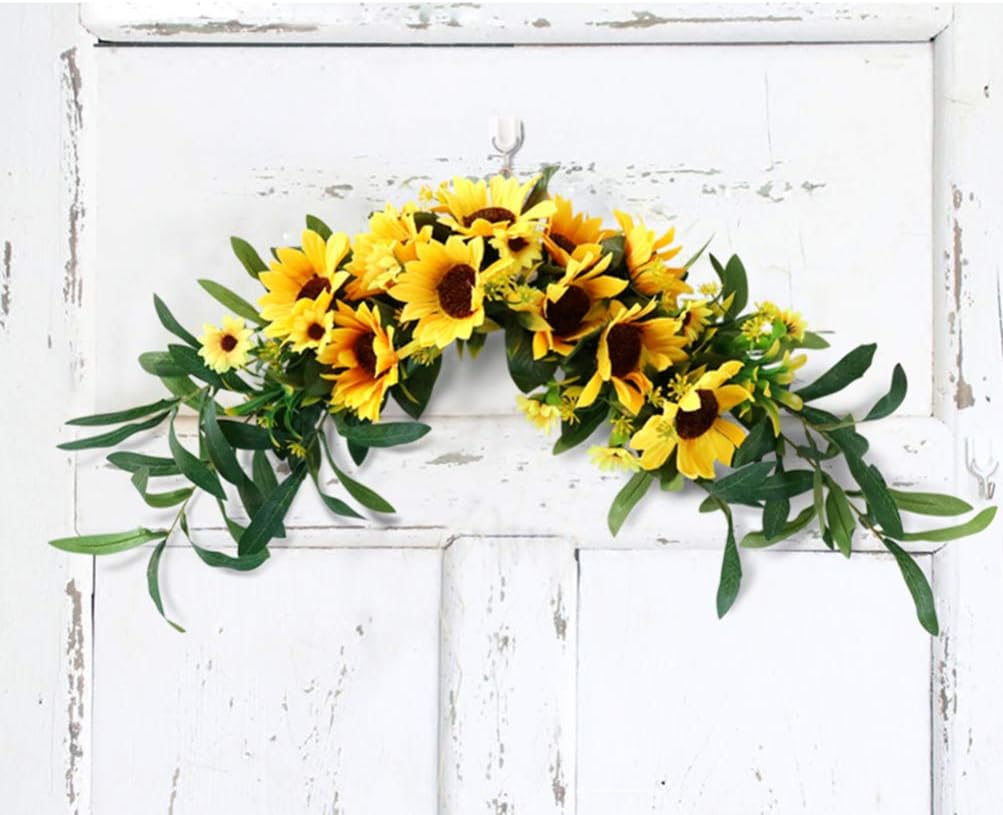 BESPORTBLE Artificial Sunflower Swag Door Decor Wall Hanging