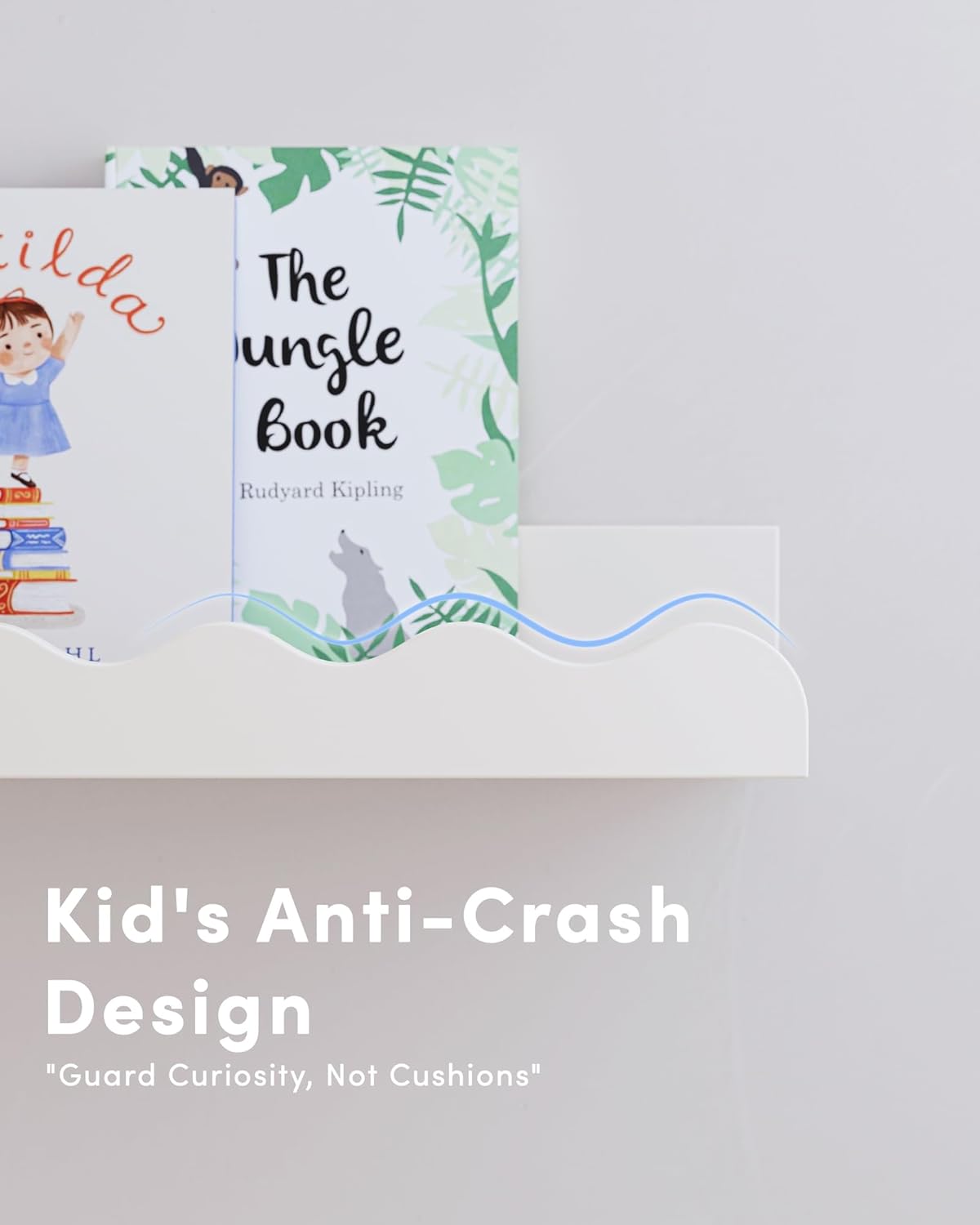 Kids Bookshelf Set of 4 White Floating Wall Shelves