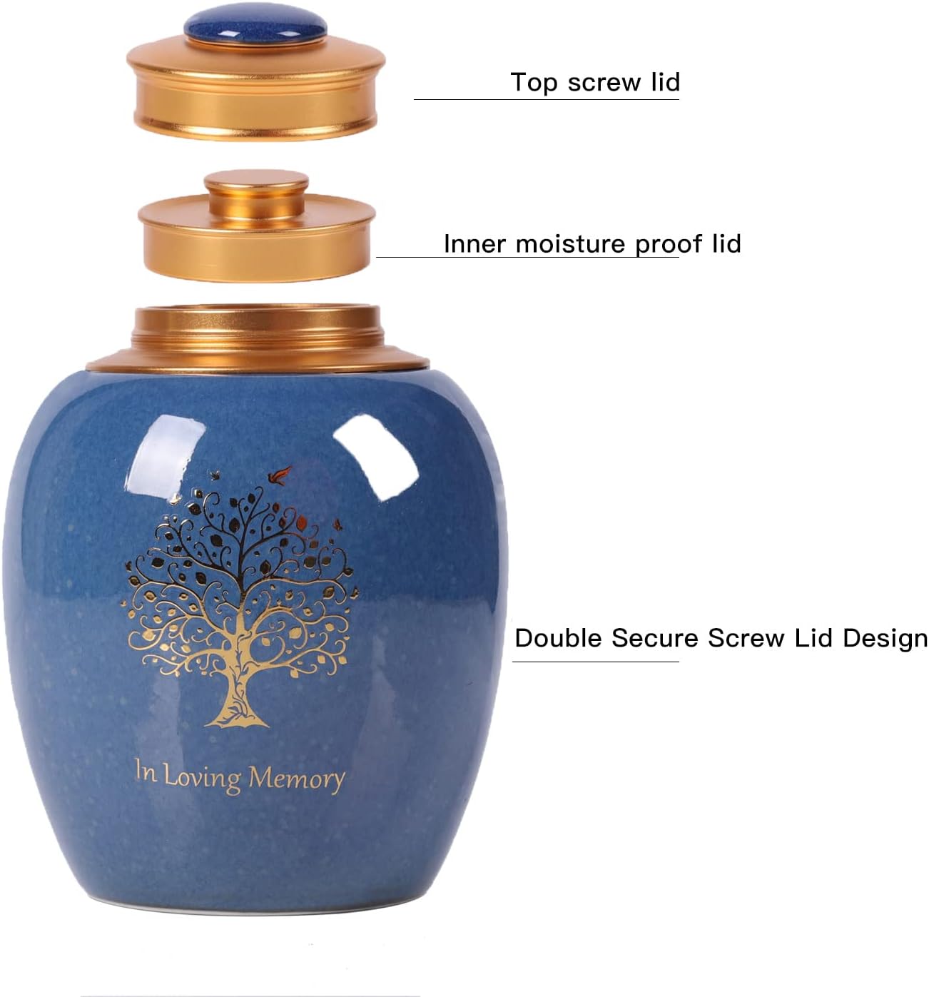 Medium Ceramic Urn for Human Ashes - Tree of Life Design
