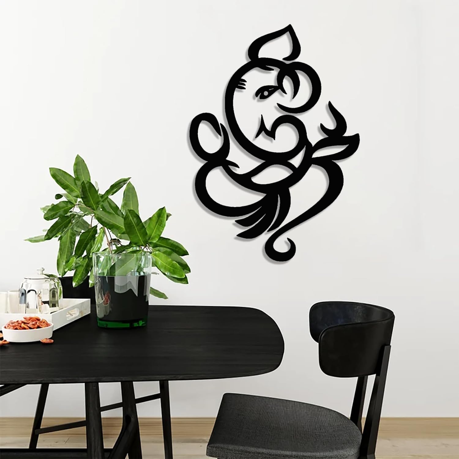 Ganesha Metal Wall Art Decor 47x34cm Black