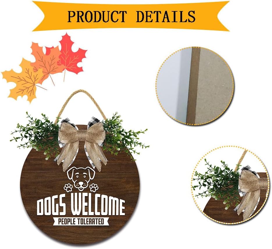 Door Sign Wood Decor - Dogs Welcome People Tolerated