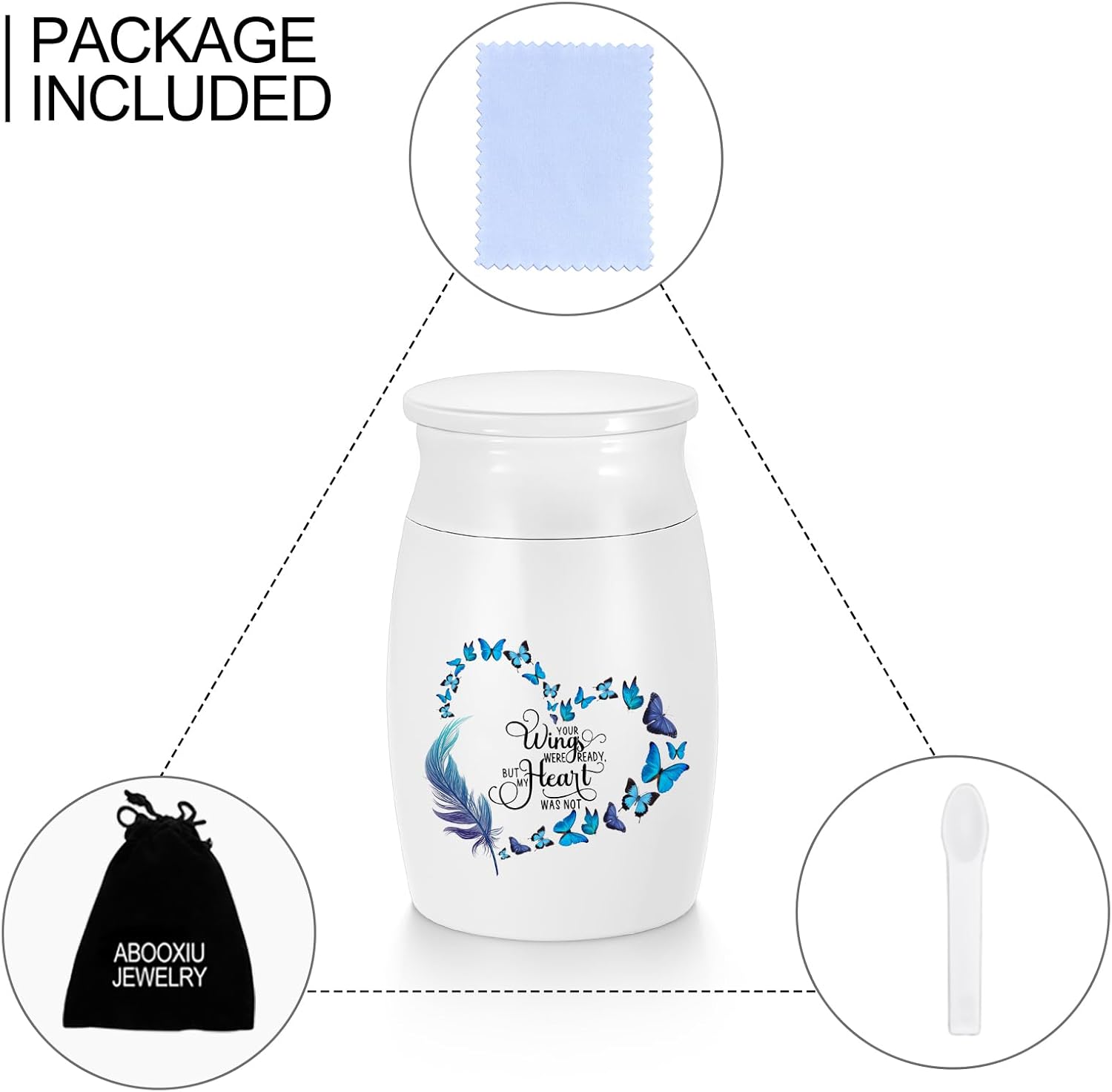 Aluminum Mini Butterfly Ashes Urn - Memorial Keepsake Urn