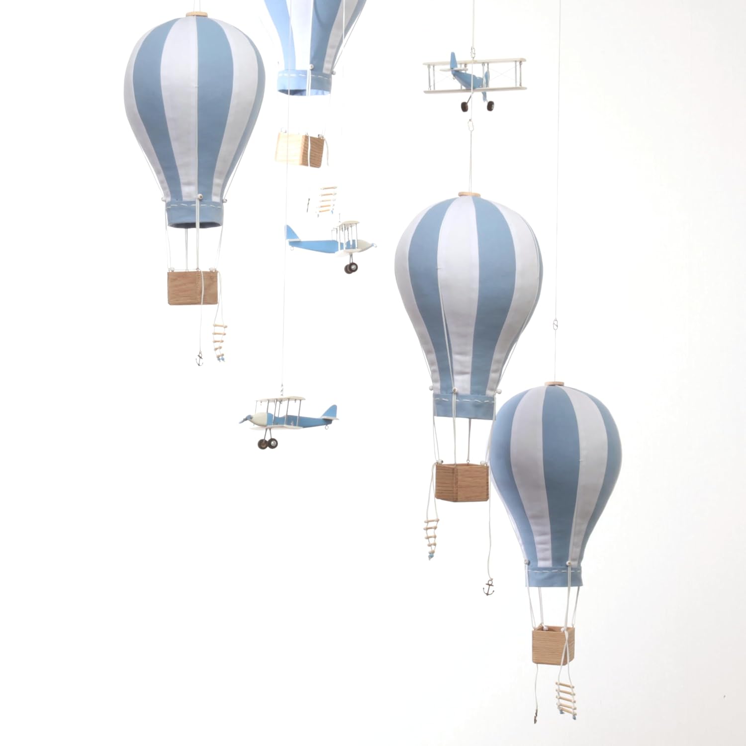 Hot Air Balloon Airplane Baby Blue Ceiling Mobile