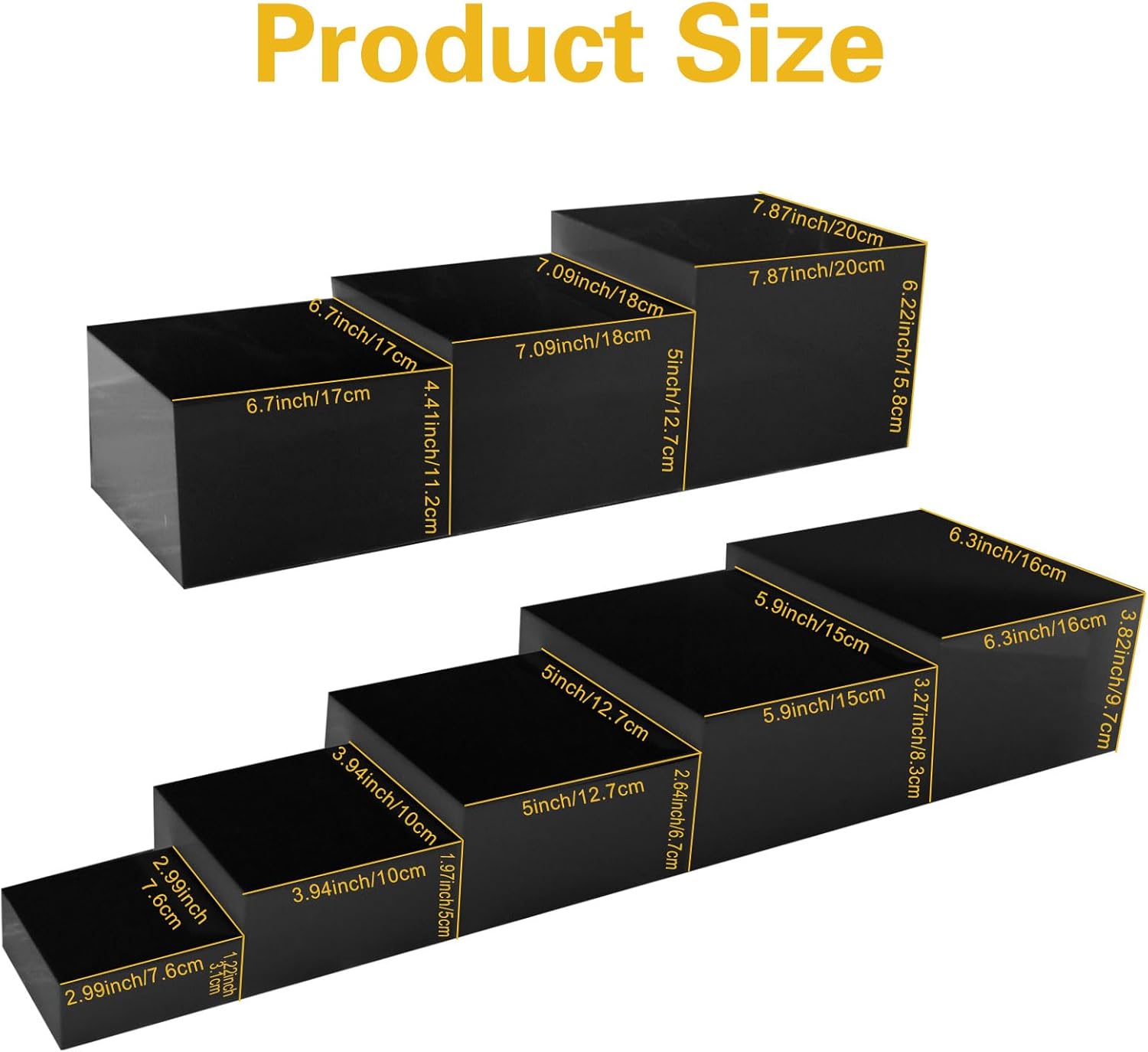 8 Pack Black Acrylic Risers for Display