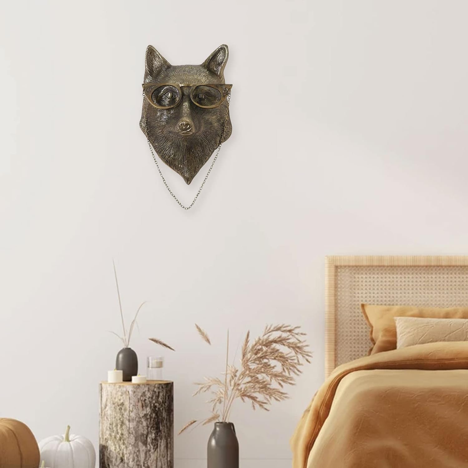 Fox Head Wall Sculpture Resin Animal Decor for Home