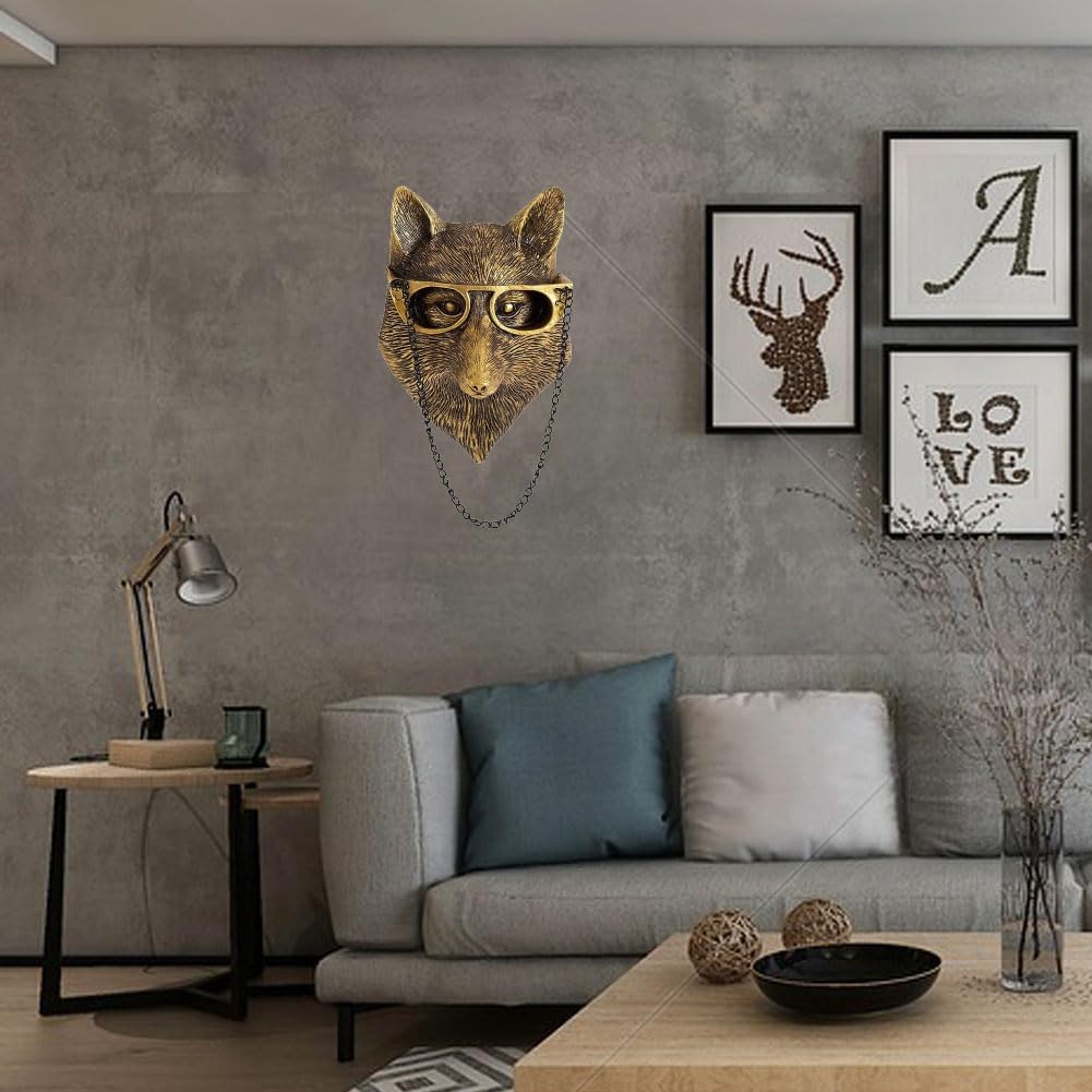 Dsadrwq 1 Pcs Fox Wall Sculpture Animal Head Decor