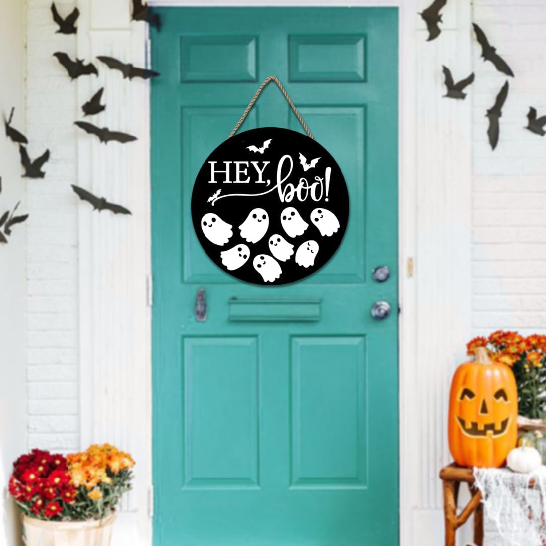 Halloween Door Welcome Sign with Twine Rope Hanging Decor