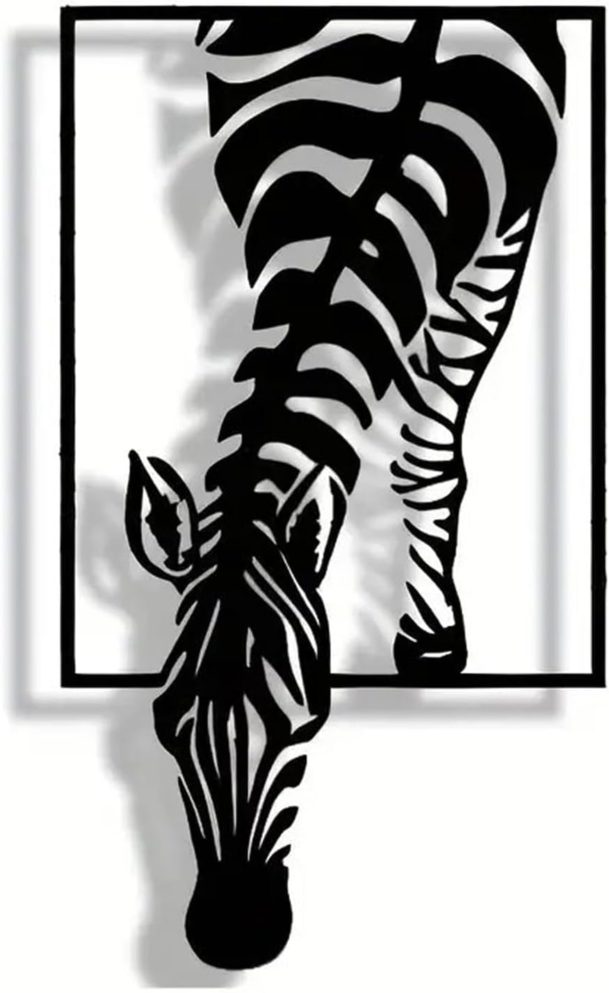 Huspox 3D Zebra Wall Art Decor Metal 40x23cm