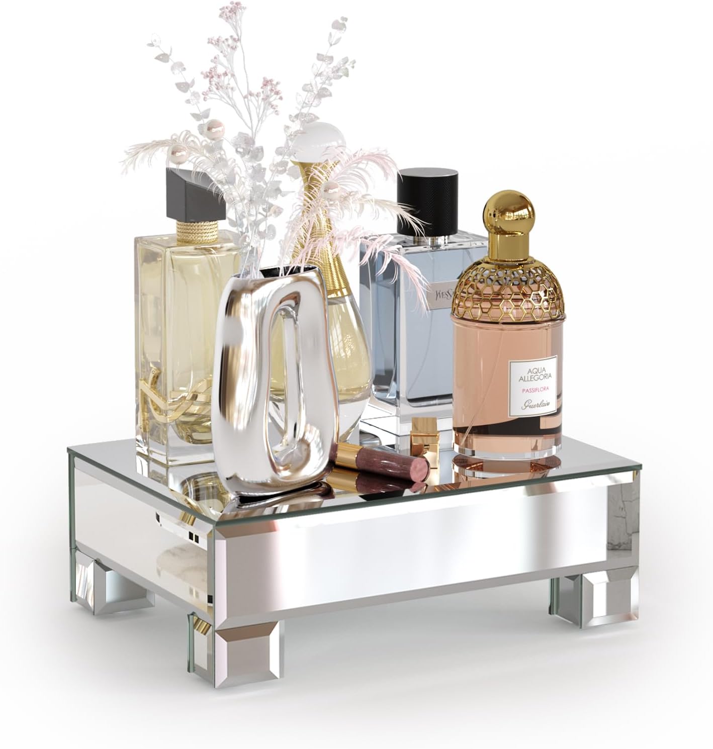 Stylish Mirrored Display Risers for Vanity and Countertop