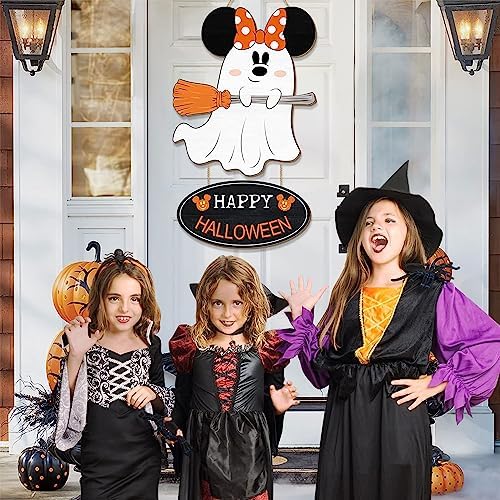 Cute Halloween Mouse Ghost Door Sign