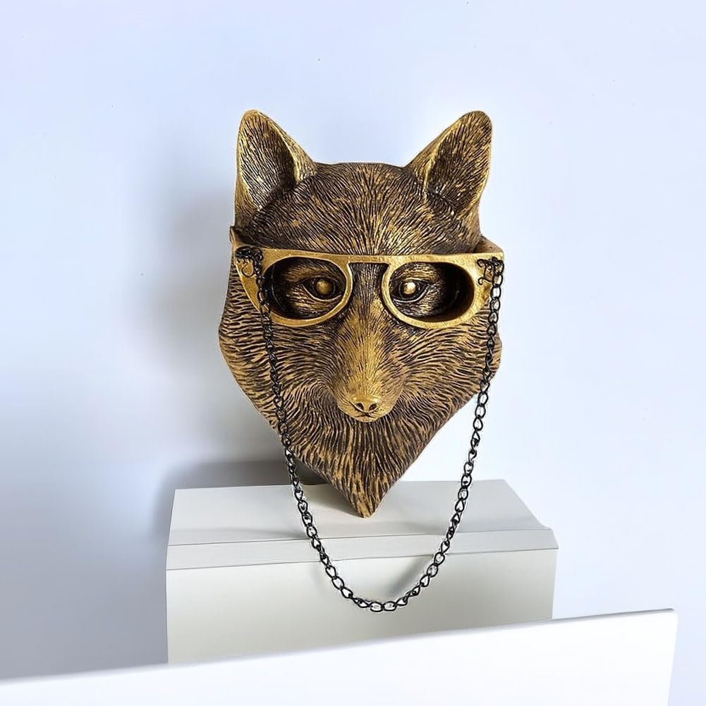 Dsadrwq 1 Pcs Fox Wall Sculpture Animal Head Decor