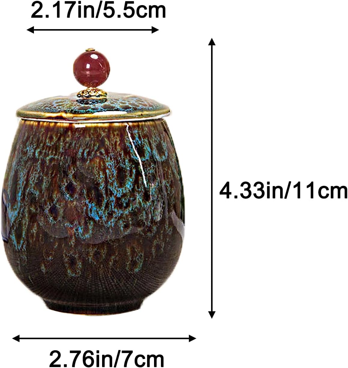Small Ceramic Urn for Human Female Cremation Blue
