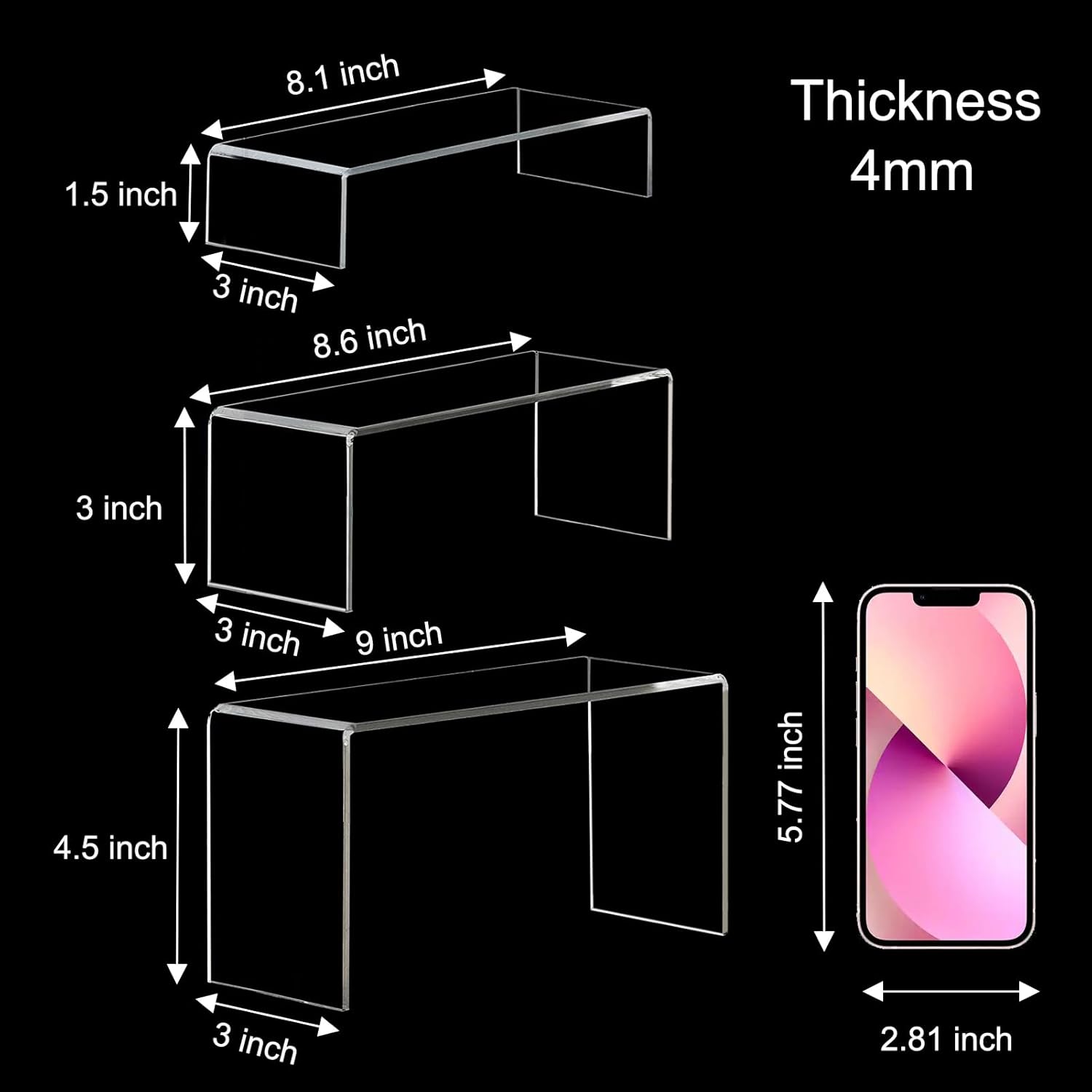 OLACHIKKO Acrylic Riser Display Stands 2 Set
