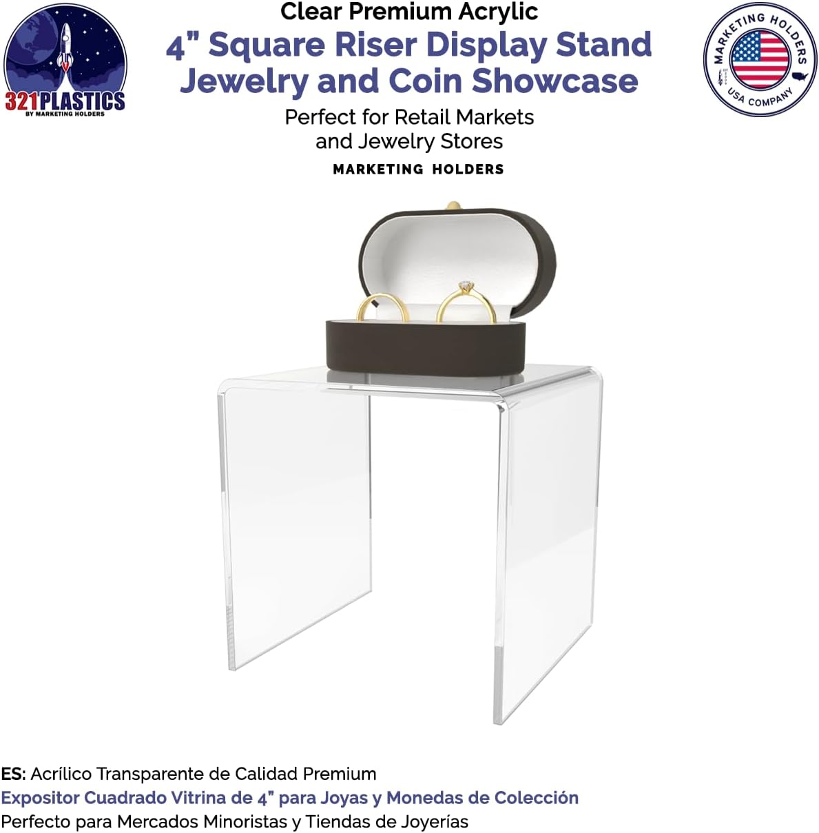 2 Pack Clear Acrylic Riser Display Stand for Countertops