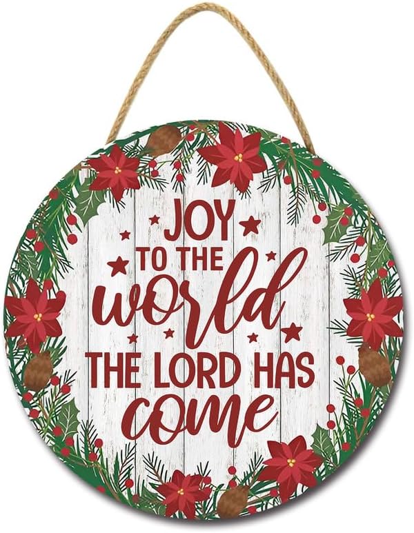 FemiaD 11 Inch Christmas Wreath Door Hanger Sign