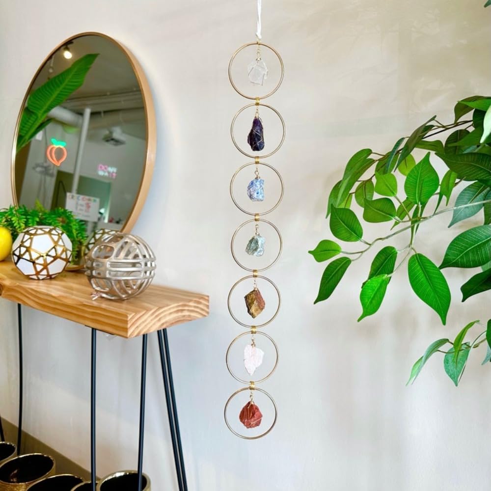 7 Circle Crystal Hanging Mobile Boho Suncatcher Decor