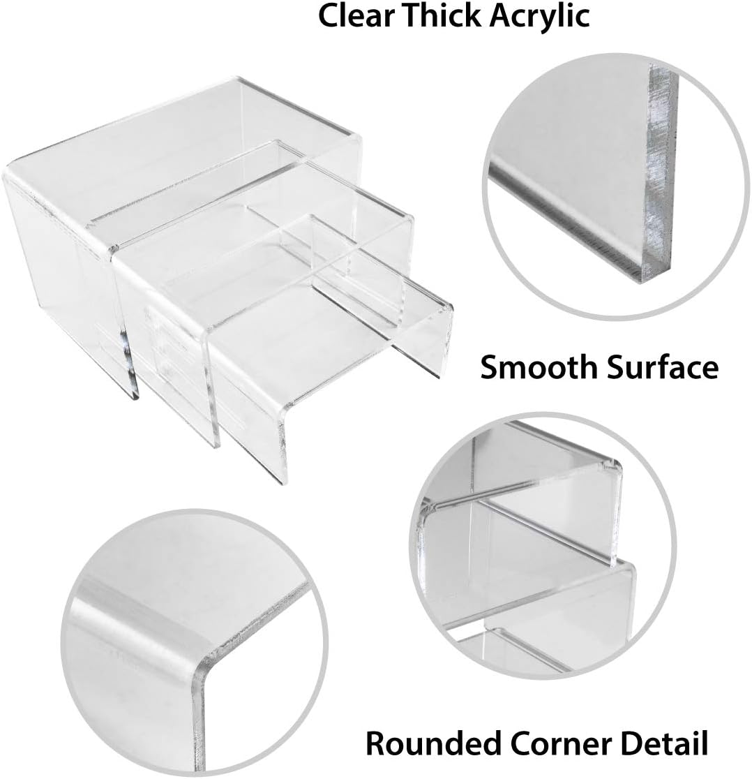 Super Z Outlet Clear Acrylic Riser Jewelry Display Set of Three