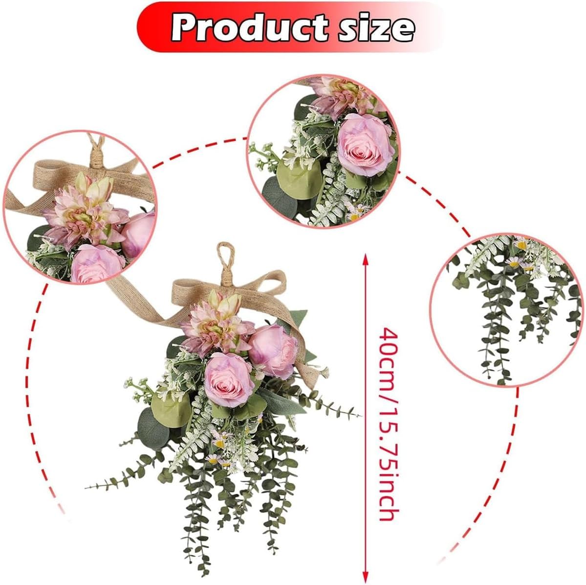 Eucalyptus Chrysanthemum Wreath Swag Hanger for Front Door