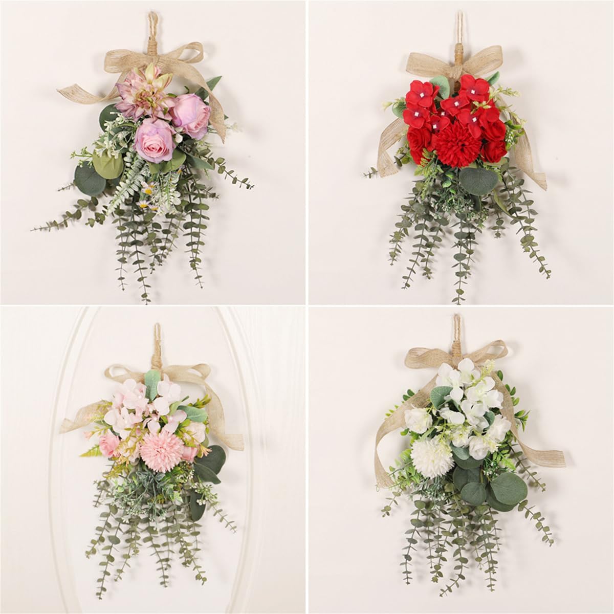 Eucalyptus Chrysanthemum Wreath Swag Hanger for Front Door