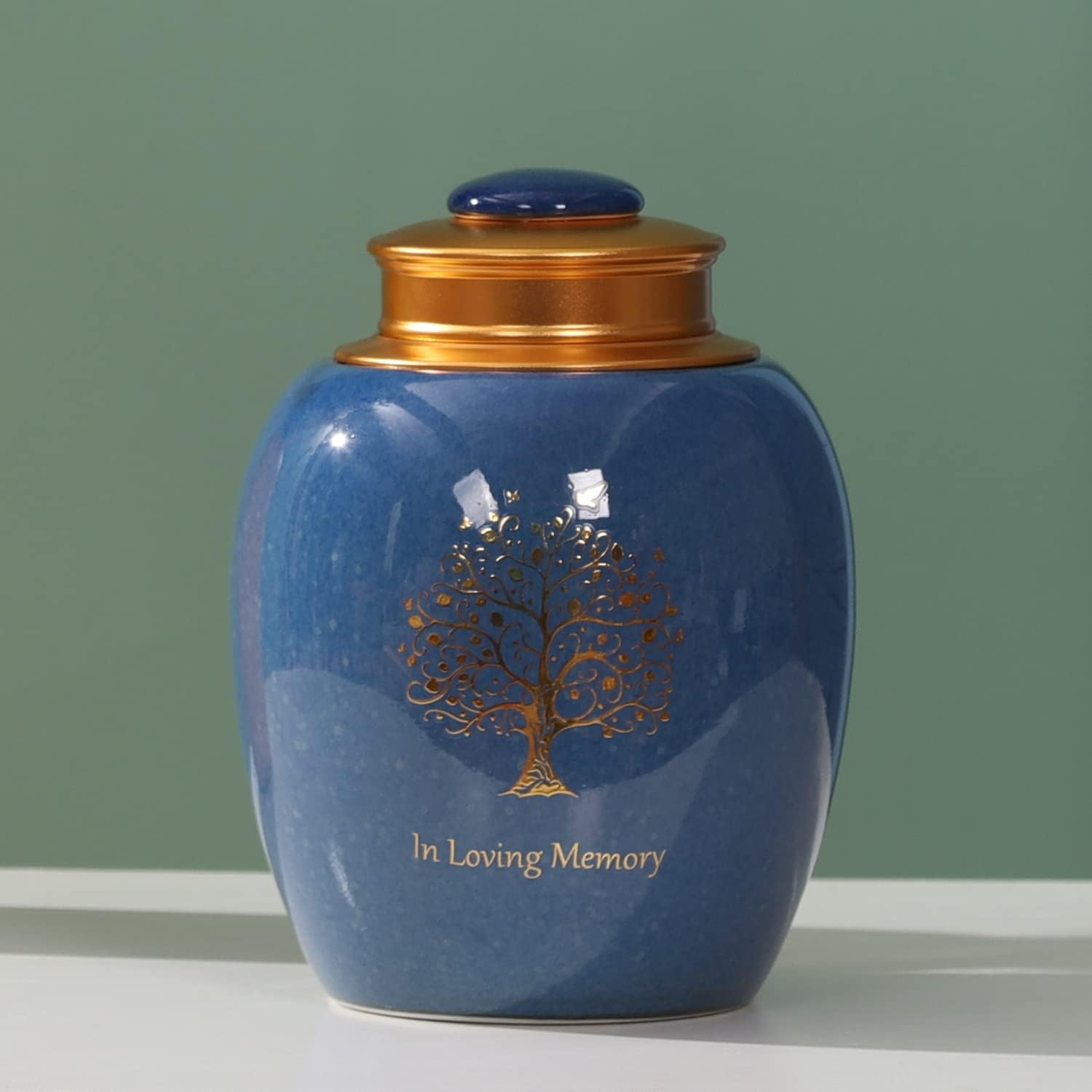 Medium Ceramic Urn for Human Ashes - Tree of Life Design