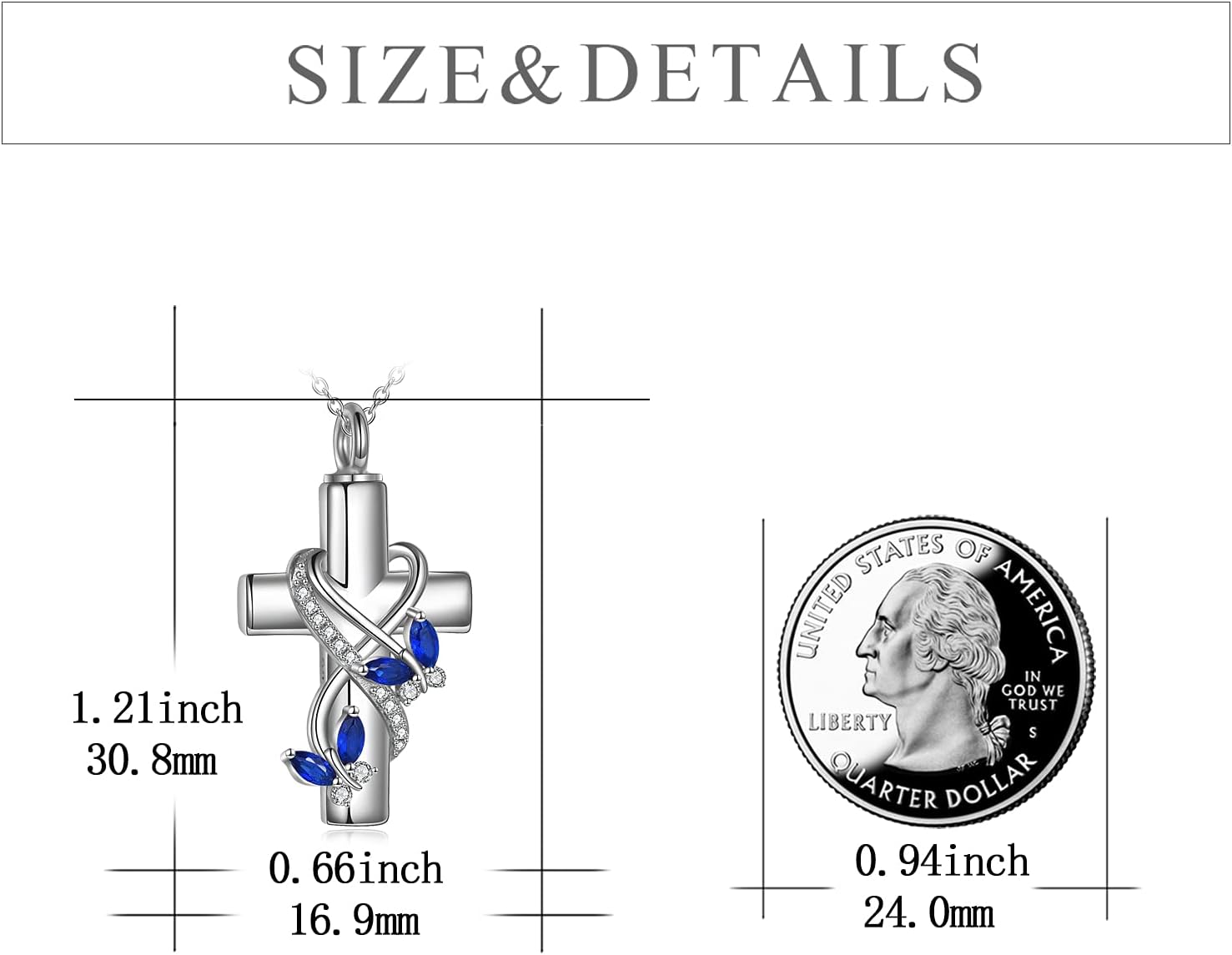 POPLYKE Urn Necklace for Ashes 925 Sterling Silver Cross Memorial Jewelry