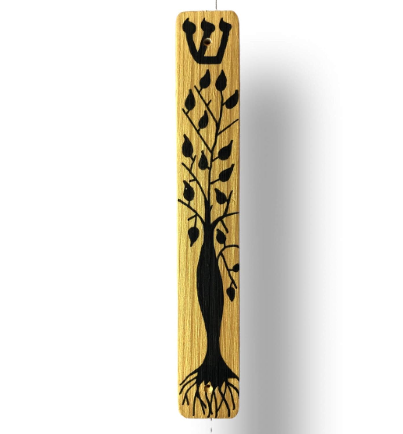 Handmade Tree of Life Mezuzah Case Gold