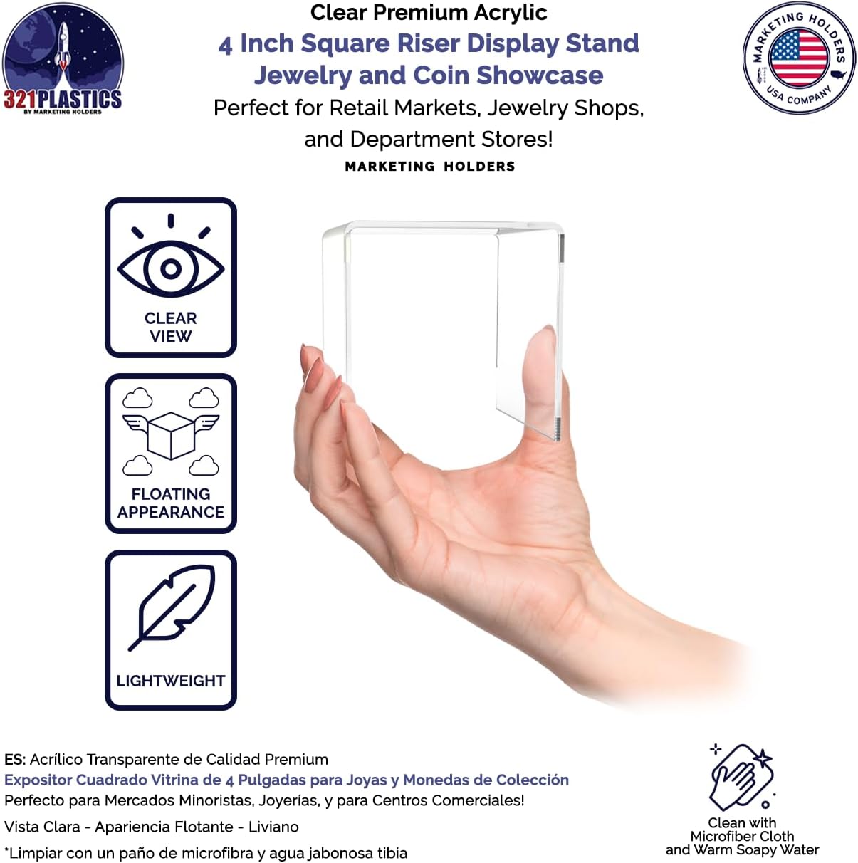 2 Pack Clear Acrylic Riser Display Stand for Countertops