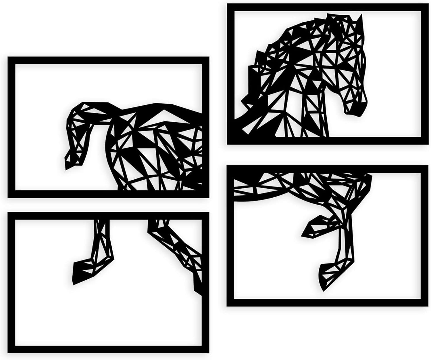 Peak Metal Wall Art 4 Panels Black