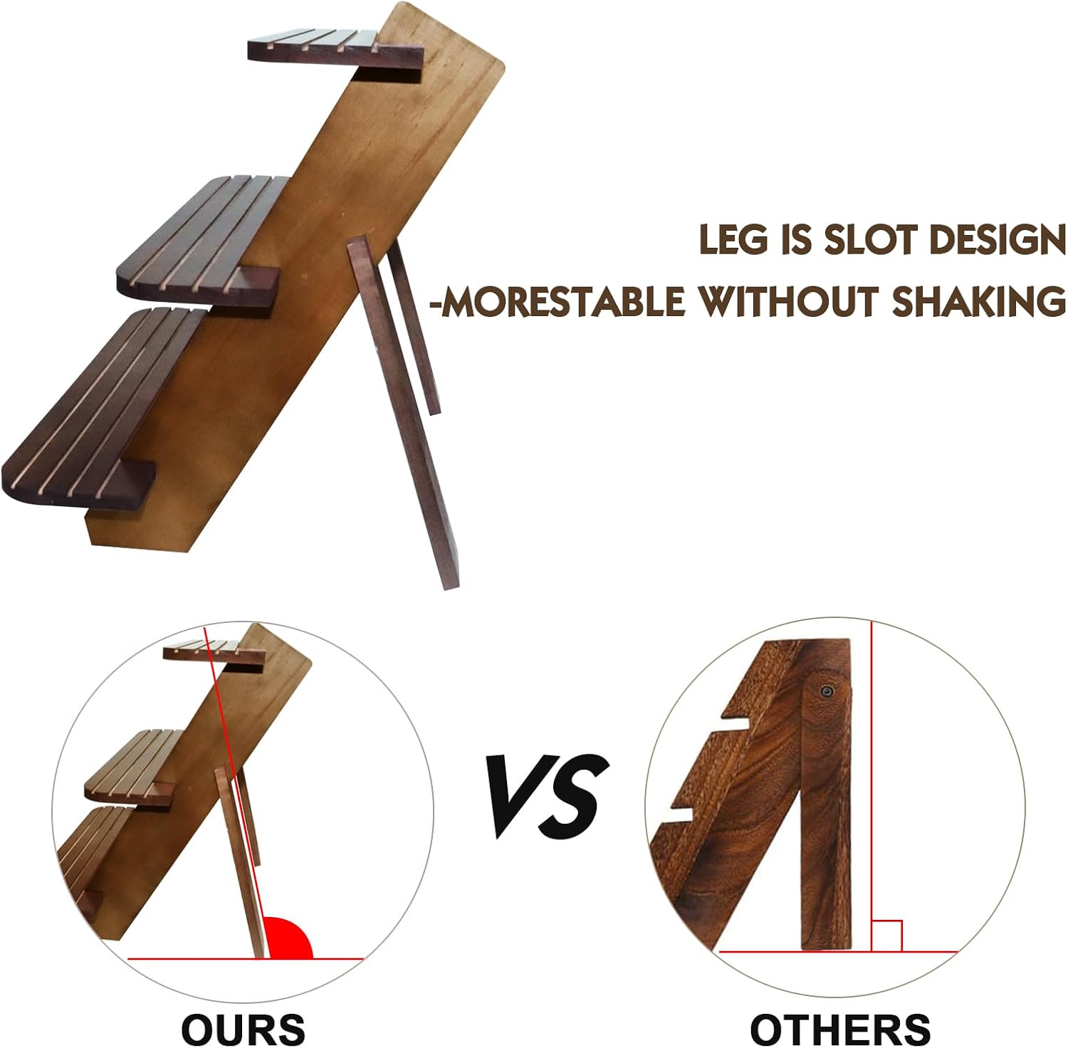 Wooden Display Riser 3-Tier Earring Ring Holder Stand