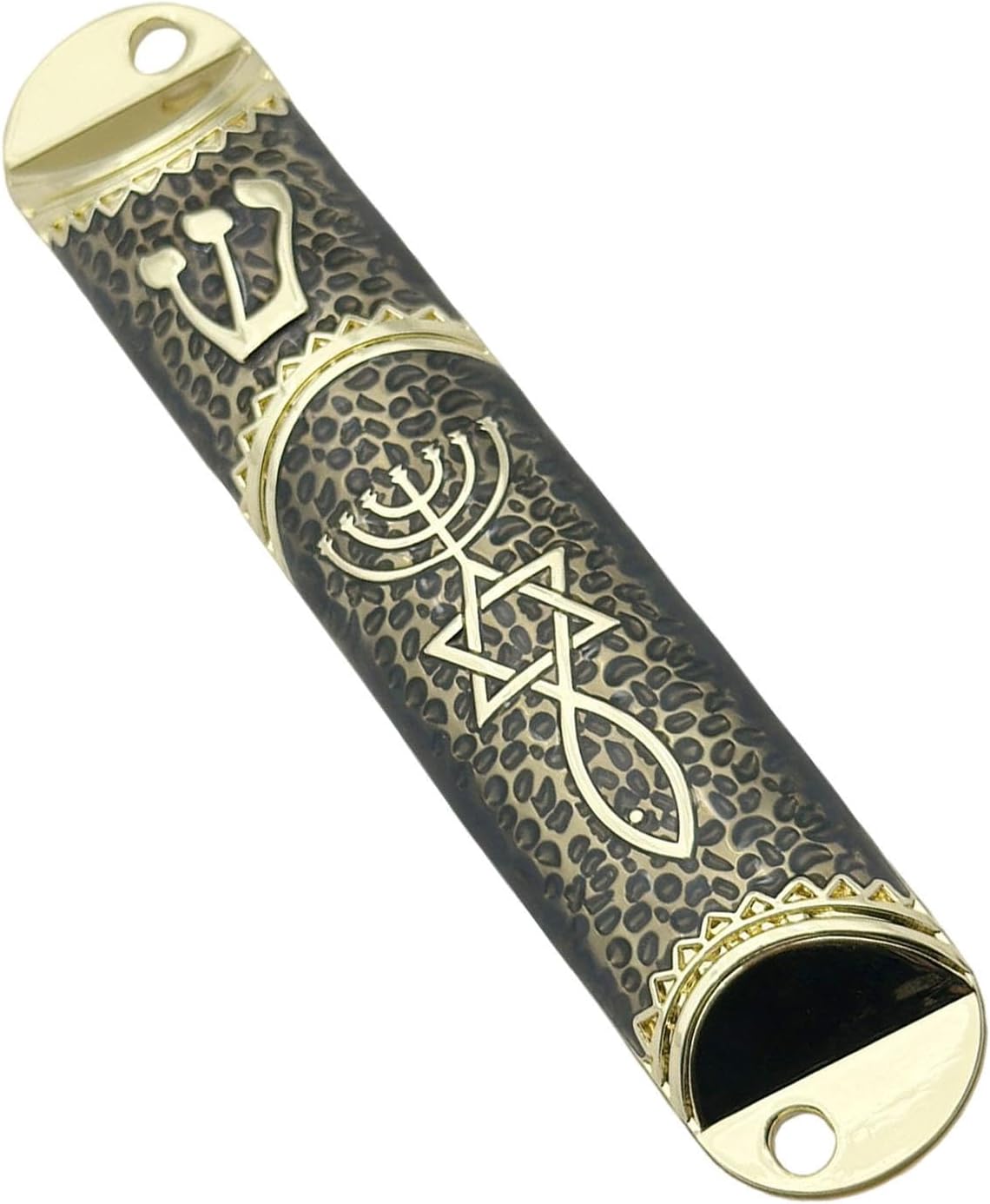 Jewish Mezuzah Case 16cm Unique Design Alloy Black