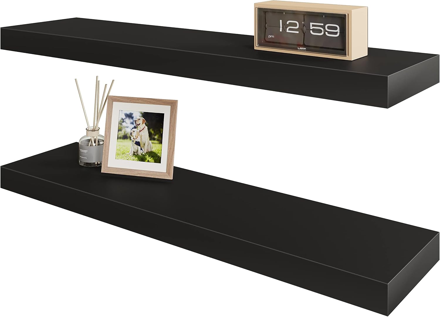 BAMEOS Floating Shelf Set L24xW6 Black