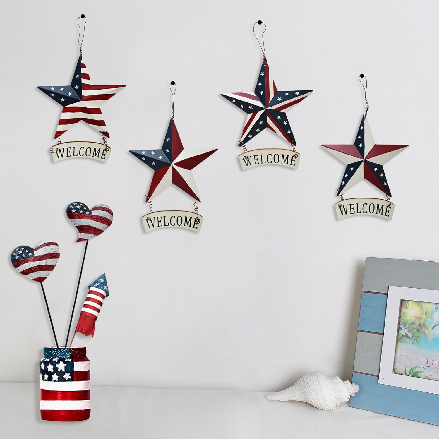 Wovorins Patriotic Welcome Sign Set of 4
