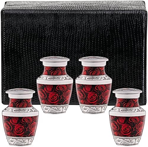 Olivia Memorials Red Roses Mini Urns Set of 4